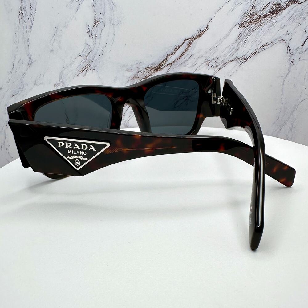 New PRADA Sunglasses Brown Root Tortoise Square Men's Plaque Logo - Picture 7 of 16